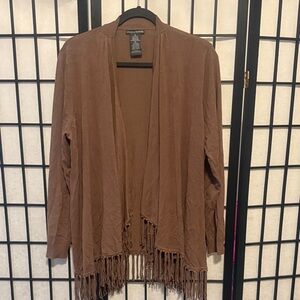 Chelsea & Theodore Tan Fringe Cardigan